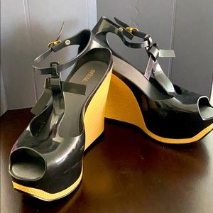 Melissa black wedge bow Sandals